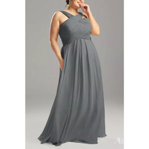 AW BRIDAL 4 S steel grey Vienna wedding guest formal party maxi dress NEW B39